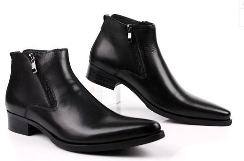 leather shoes with zipper